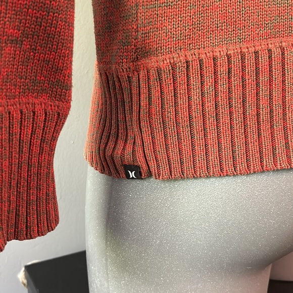 Orange Knit Hurley V Neck Sweater Large - Picture 5 of 9